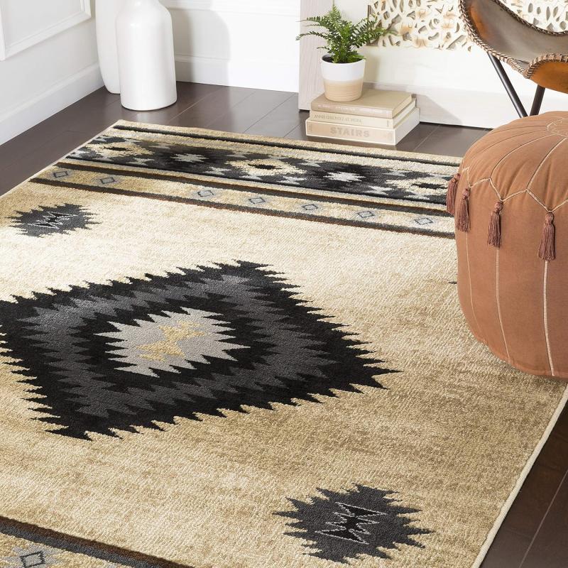 Artistic Weavers Artistic Weavers Celtia Area Rug 5’3″ X 7’9″ Black And Tan(Charcoal And Dark Gray)