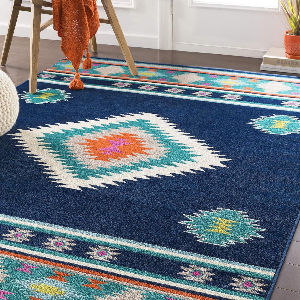 Artistic Weavers Artistic Weavers Celtia Area Rug 5’3″ X 7’9″ Black And Tan(Navy And Aqua)