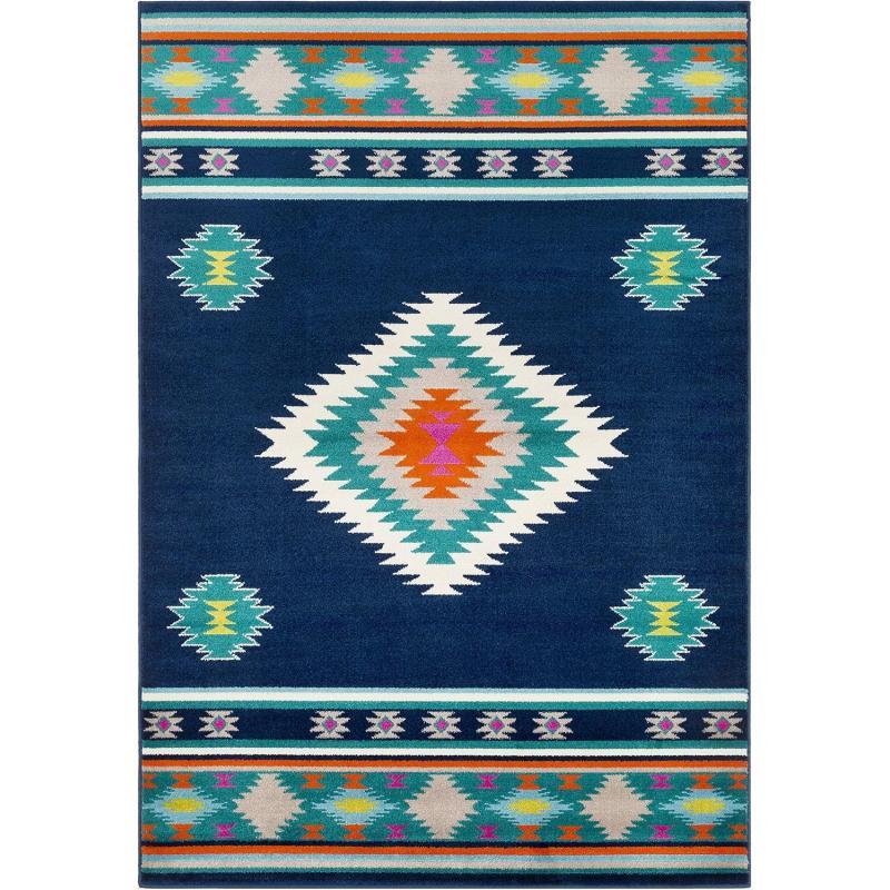 artistic weavers Artistic Weavers Celtia Area Rug 5’3″ x 7’9″ Black and Tan(Navy and Aqua)