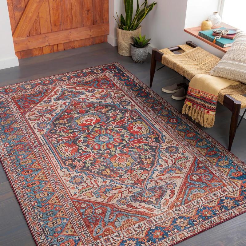 Artistic Weavers Artistic Weavers Garritt Medallion Oriental Area Rug 5′ X 7’6″ Red/Blue(5′ X 7’6″)