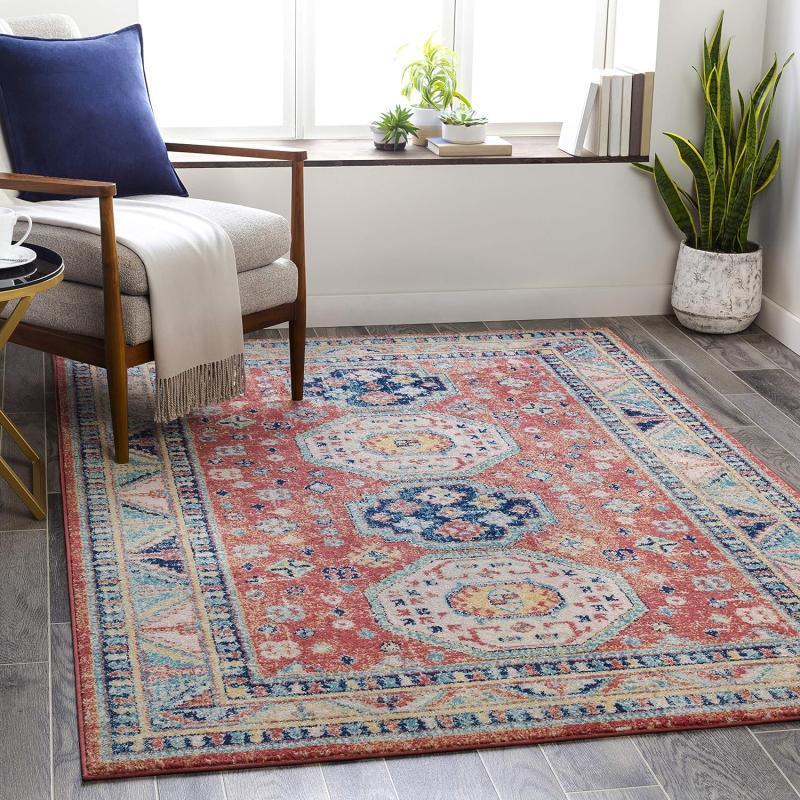 artistic weavers Artistic Weavers Gemina Area Rug 5’3″ x 7’3″ Blush/Beige(5’3″ x 7’3″ Garnet / Navy)