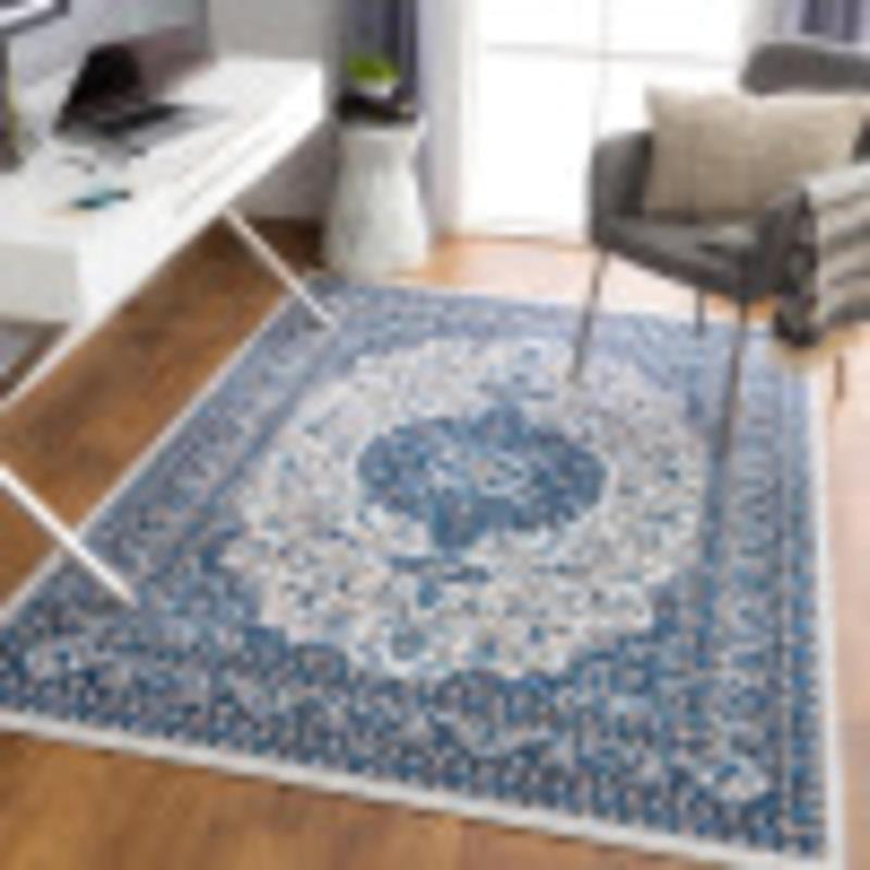 artistic weavers Artistic Weavers Medallion Vintage Mikka Area Rug 5 ft 3 in x 7 ft White/Navy(White/Navy)