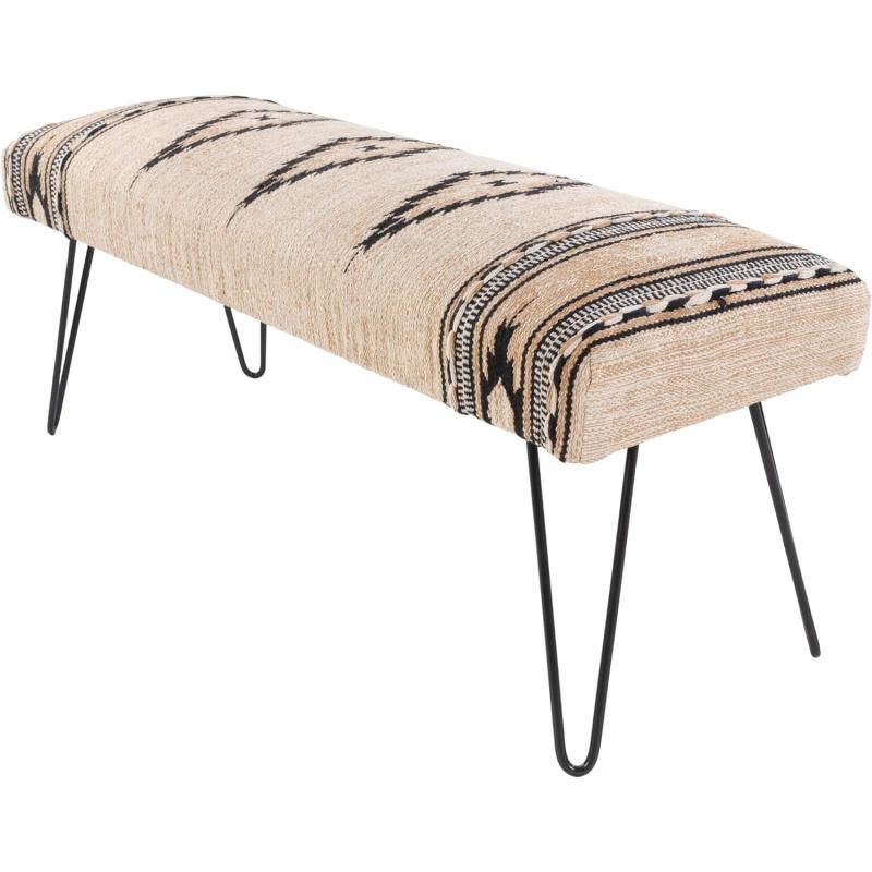 artistic weavers Artistic Weavers Questa Southwestern Hairpin Upholstered Bench 18″ H x 48″ W x 16″ D Tan/Black(18″H x 48″W x 16″D Tan/Black)