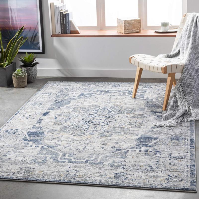 artistic weavers Artistic Weavers Raii Vintage Textured Area Rug 7’10” x 10′ Gray/Dark Blue(9′ x 12′ Gray/Dark Blue)