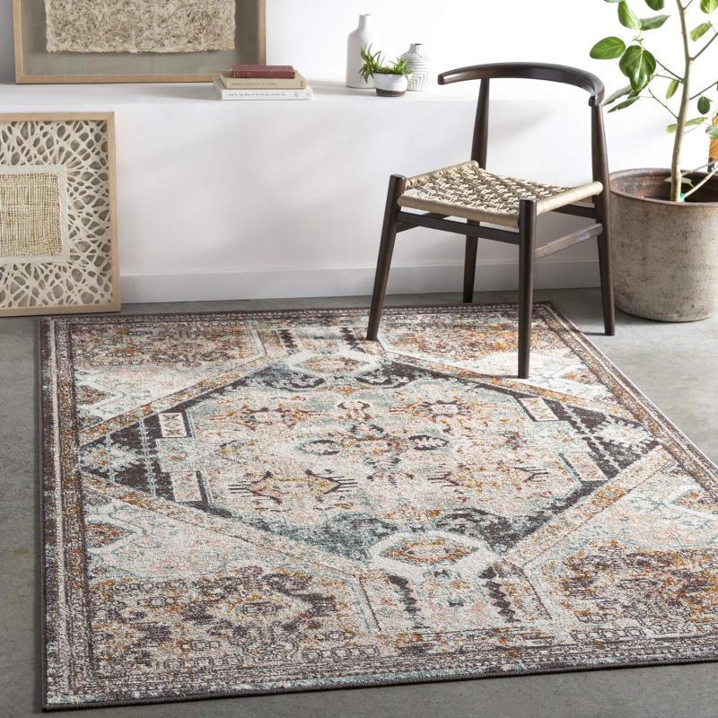 artistic weavers Artistic Weavers Shami Aqua/Burnt Orange Area Rug 7’10” x 10’3″(6 ft 7 in x 9 ft Aqua)