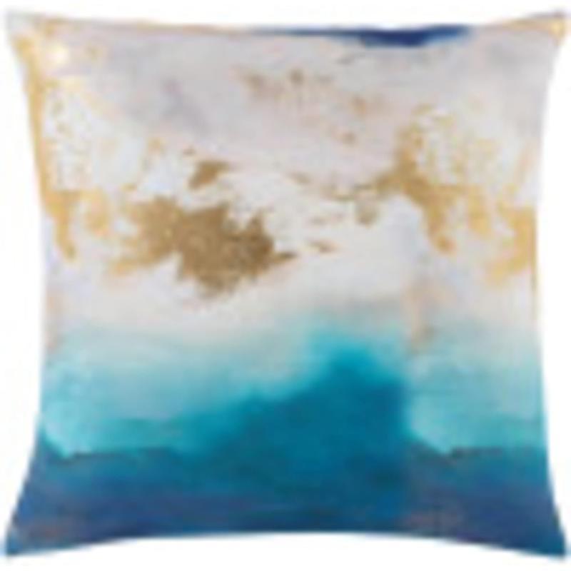 Artistic Weavers Artistic Weavers Vacanze Throw Pillow 18″ X 18″ Aqua White Dark Blue Teal Metallic(Aqua White Dark Blue Teal Metallic 22″ X 22″)