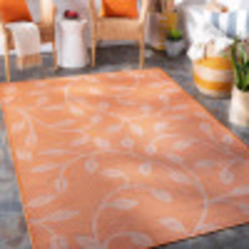 artistic weavers Artistic Weavers Verdi Outdoor Traditional Area Rug 5’1″ x 7′ Teal(6’4″ x 9′ Orange)