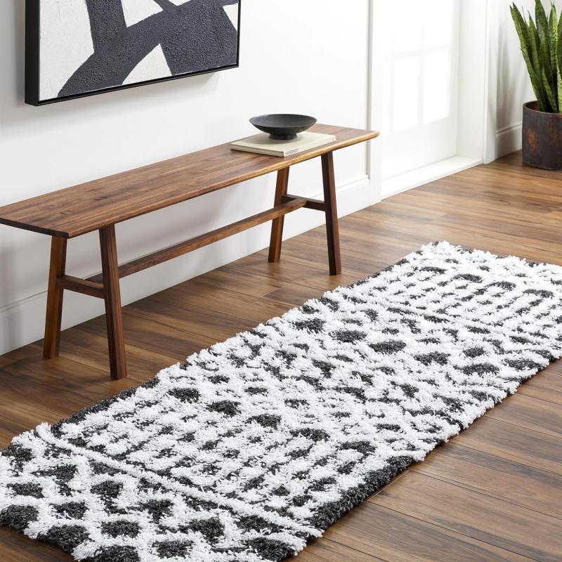 artistic weavers Hapsburg Moroccan Shag Area Rug 5’3″ x 7’3″ Dark Brown(Black/White)