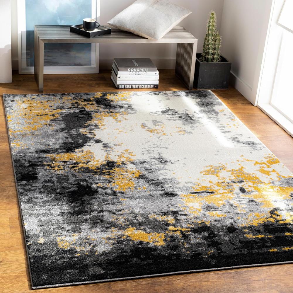Artistic Weavers Livabliss Cantrell Modern Abstract Area Rug 5’3″ X 7’7″(5′ X 8′) Black(5’3″ X 7’7″)