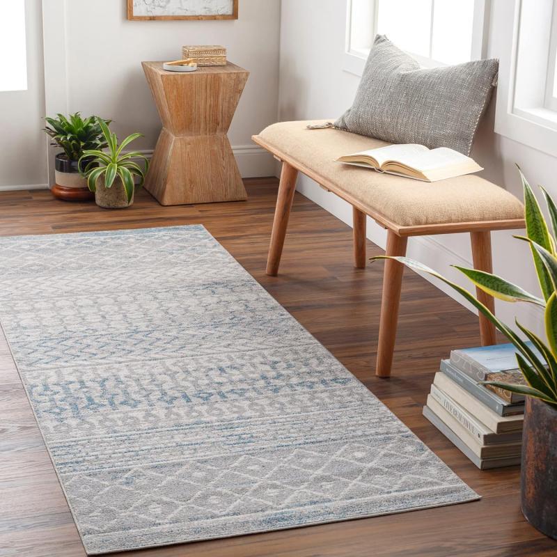 Artistic Weavers Livabliss Chester Boho Moroccan Washable Area Rug 5’3″ X 7′ Light Grey(Blue/Grey)