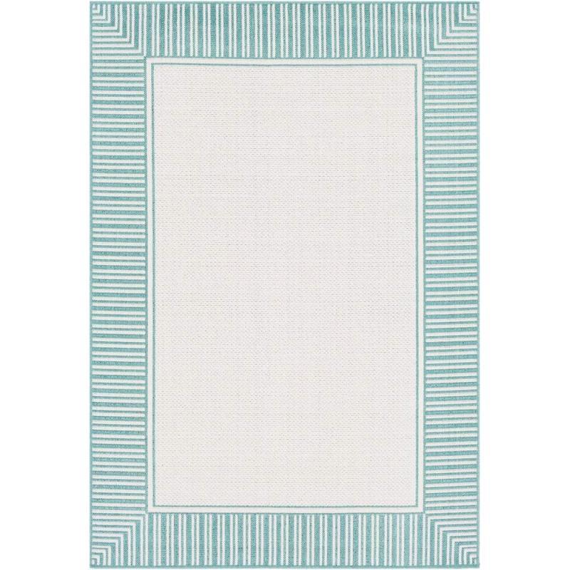 artistic weavers Livabliss Hampshire Solid Border Outdoor Area Rug 5’3″ x 7’7″ Black(Blue)