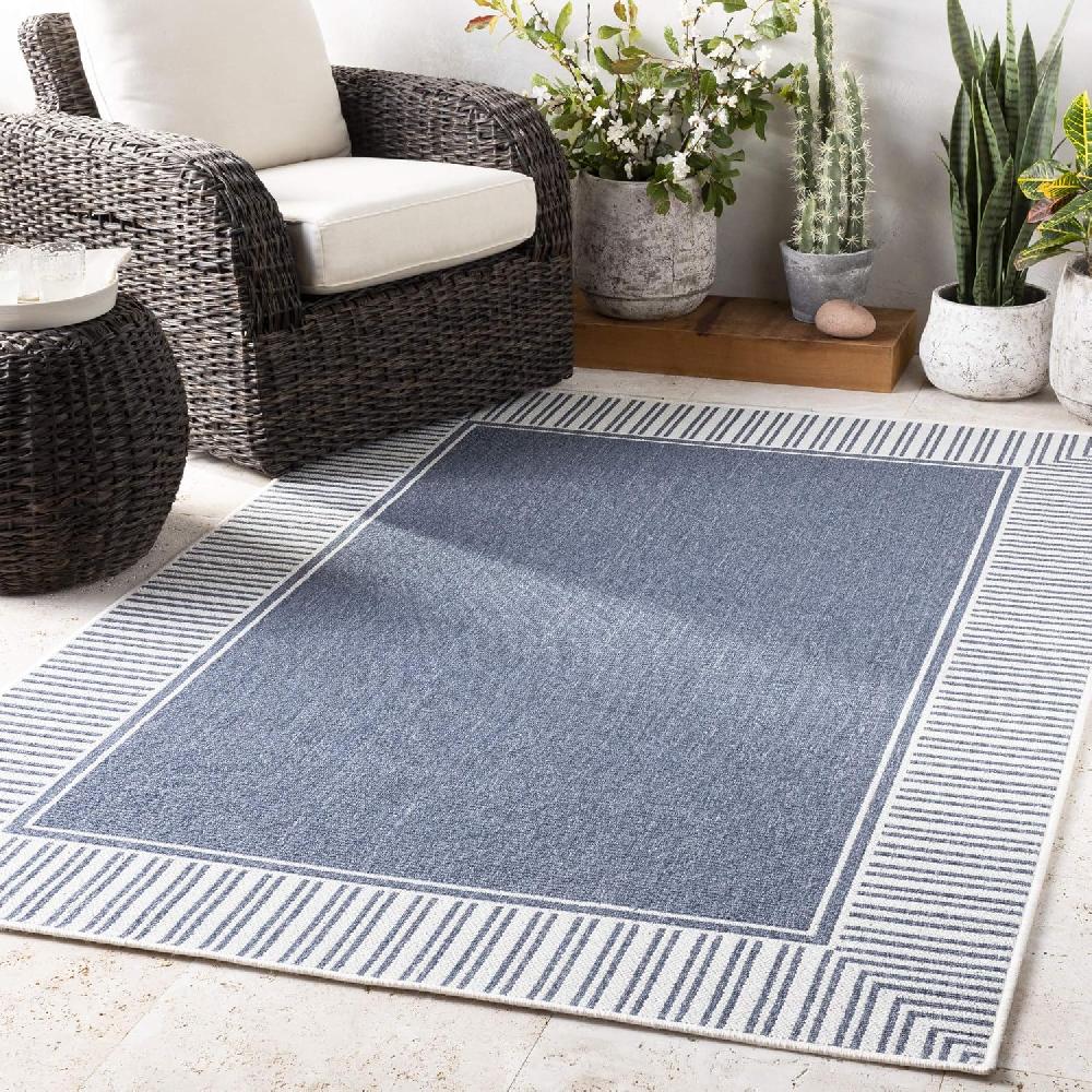 Artistic Weavers Livabliss Hampshire Solid Border Outdoor Area Rug 5’3″ X 7’7″ Black(Charcoal)
