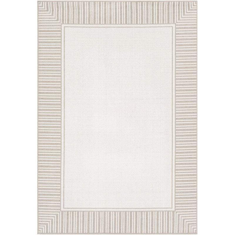 Artistic Weavers Livabliss Hampshire Solid Border Outdoor Area Rug 5’3″ X 7’7″ Black(Taupe/White)