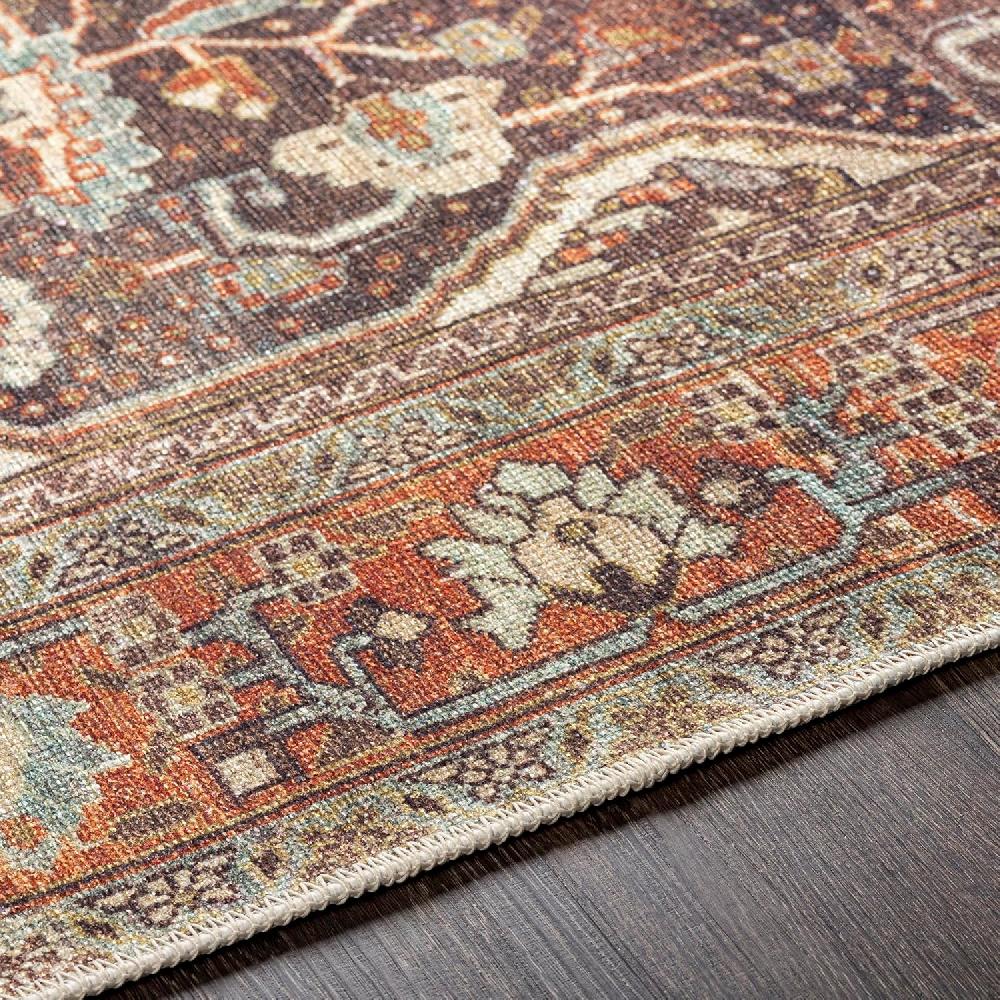 Artistic Weavers Livabliss Nico Vintage Medallion Washable Area Rug 5’3″ X 7’3″ Burnt Orange/Teal(2’7″ X 7’10”)