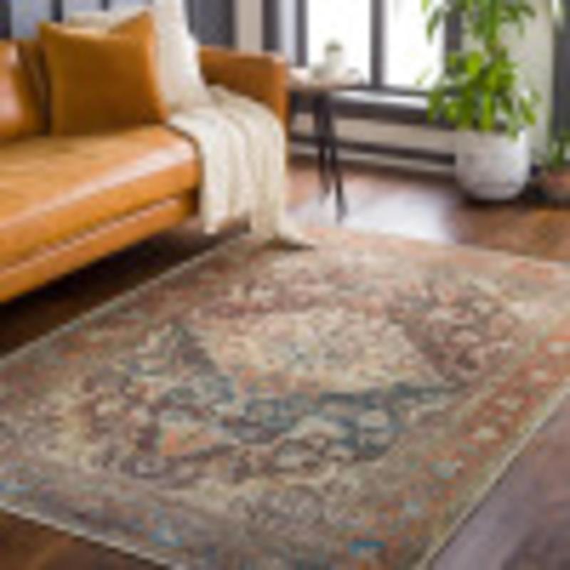 Artistic Weavers Livabliss Nico Vintage Medallion Washable Area Rug 5’3″ X 7’3″ Burnt Orange/Teal(6’7″ X 9′)