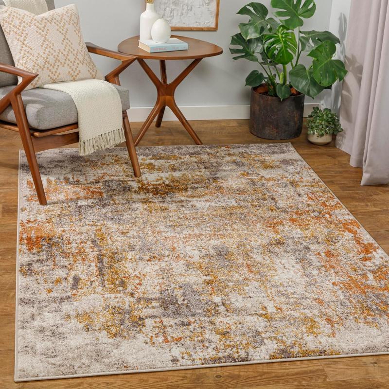 artistic weavers Livabliss Shweta Modern Abstract Area Rug 5’2 x 7′ Medium Brown/Rust(Medium Brown/ Rust)
