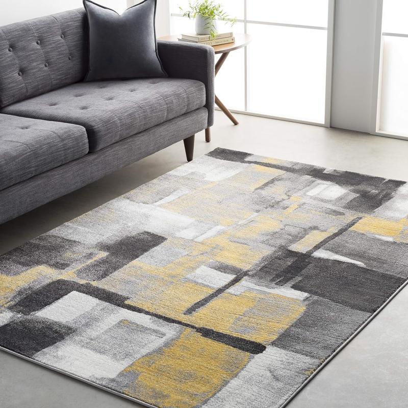 artistic weavers Malachi Black and Gray Modern Area Rug 7’11” x 10′(7’11” x 10′ Mustard)