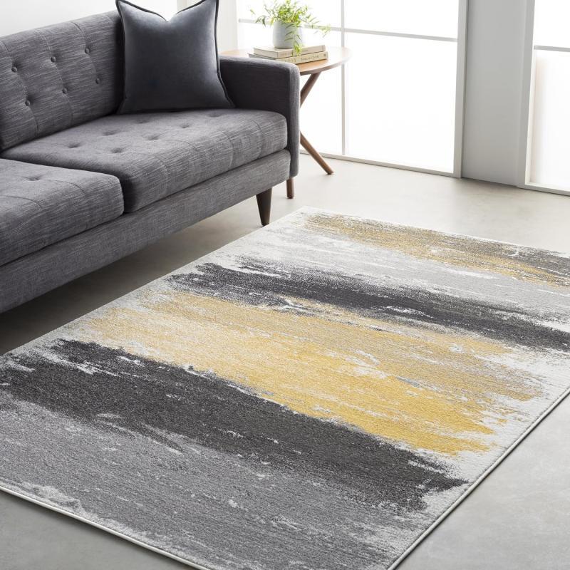 artistic weavers Nicola Gray and Yellow Modern Area Rug 5’3″ x 7’6(2′ x 3′ Yellow)