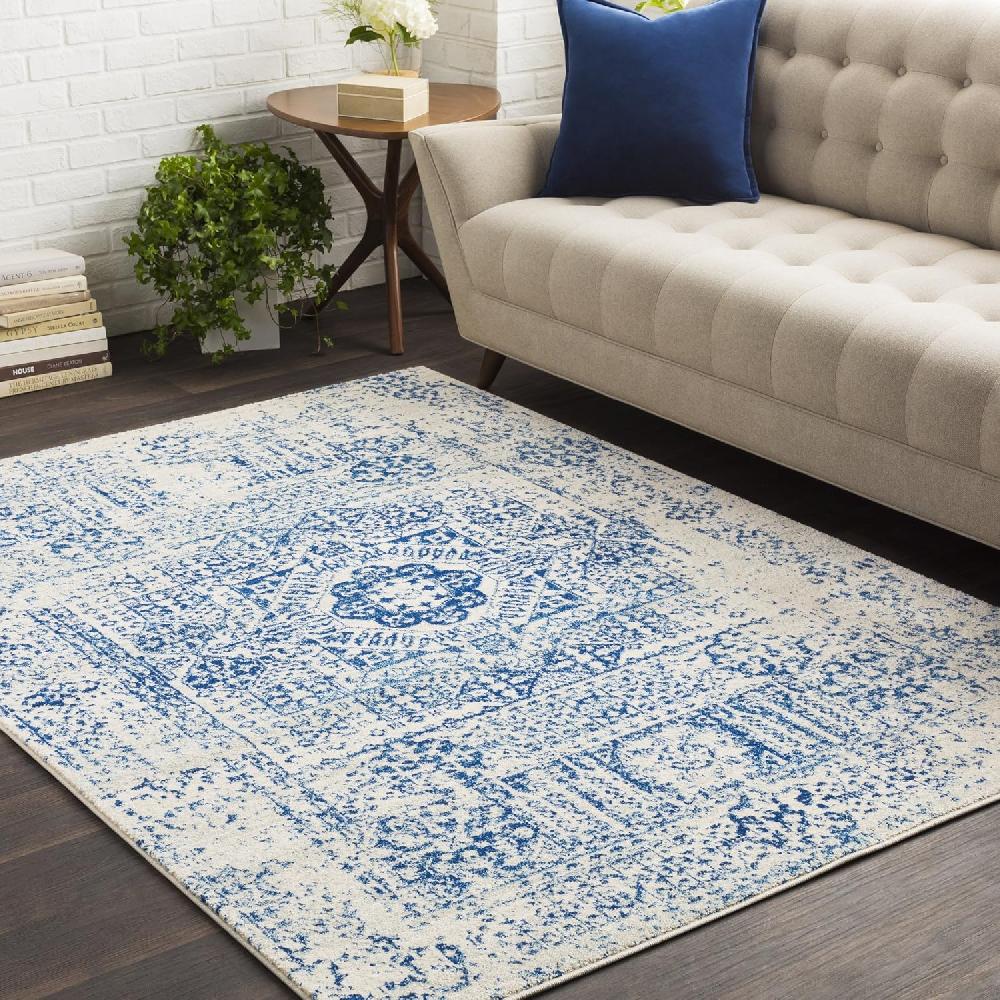 Artistic Weavers Valeria Dark Blue Light Gray And Beige Updated Traditional Area Rug 7’10” X 10’3(2′ X 3′ Blue)