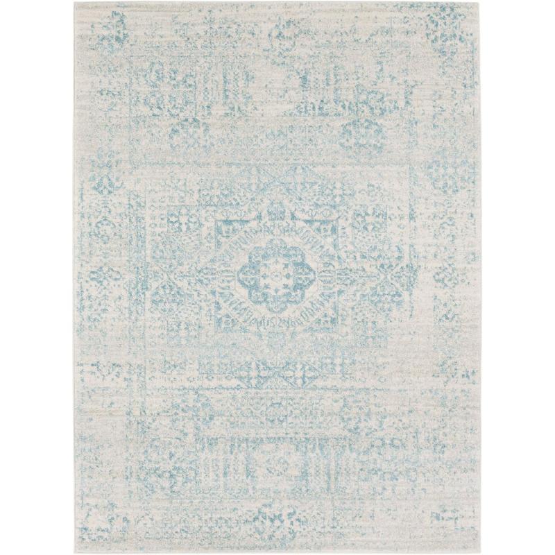 artistic weavers Valeria Dark Blue Light Gray and Beige Updated Traditional Area Rug 7’10” x 10’3(2′ x 3′ Light Teal)