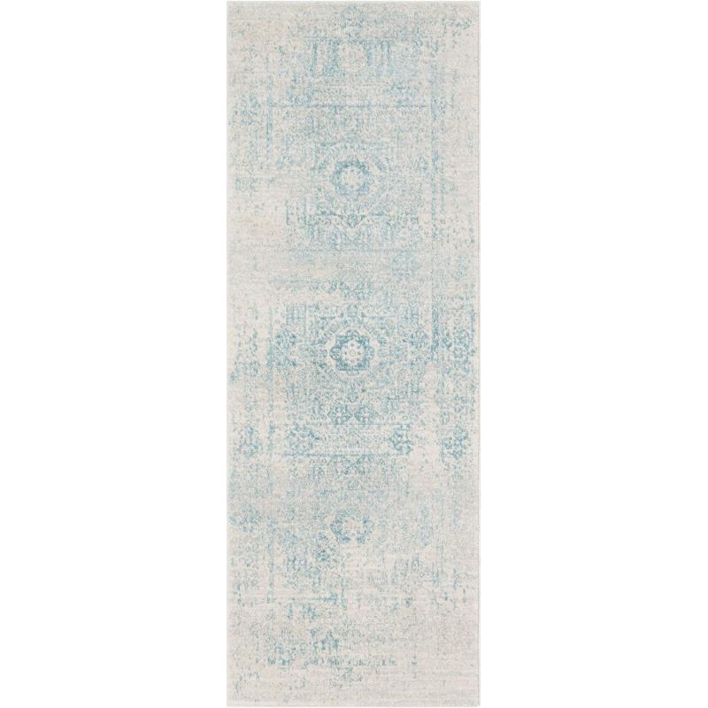 artistic weavers Valeria Dark Blue Light Gray and Beige Updated Traditional Area Rug 7’10” x 10’3(2’7″ x 7’3″ Light Teal)