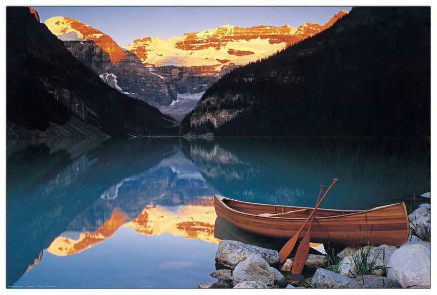 artopweb Anonymous - Canoe On Lake Louise Decorative MDF Panel (90x60cm)