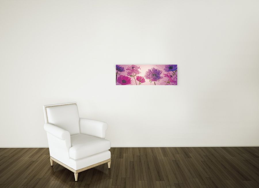 Artopweb Anonymous - Flowers In Purple Decorative MDF Panel (90x30cm)