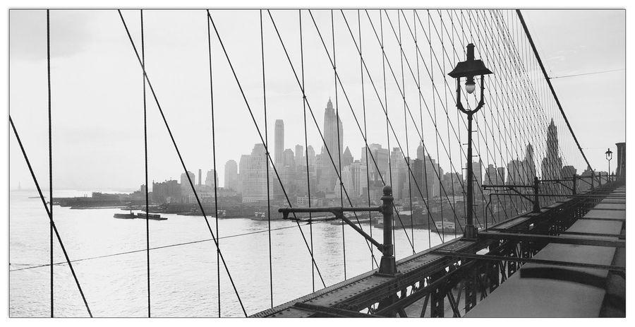 artopweb Anonymous - Manhattan See Throught Cables Of B.Bridge 1937 Decorative MDF Panel (100x50cm)