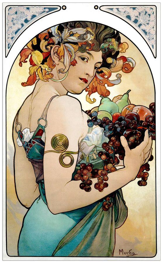 artopweb Mucha - Fruit Decorative MDF Panel (60x98cm)