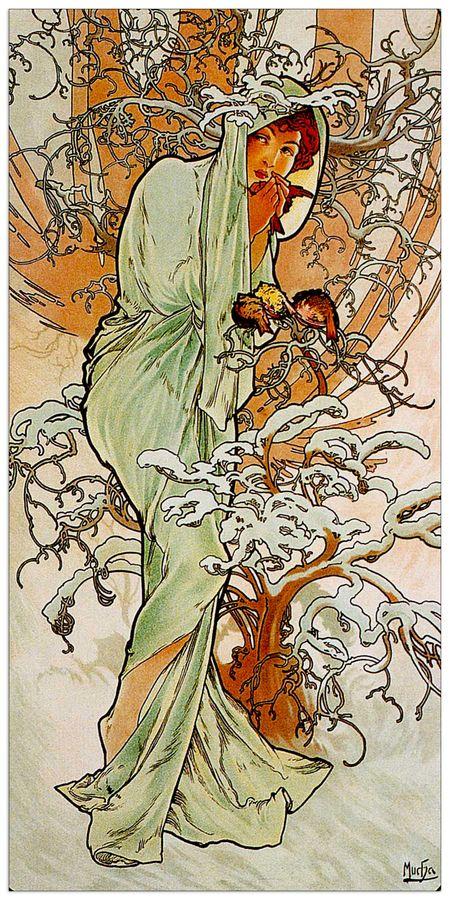 artopweb Mucha - Winter Decorative MDF Panel (30x60cm)