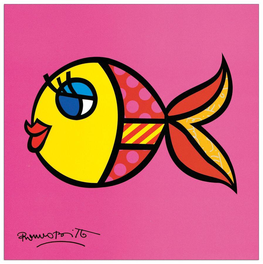 artopweb Britto - Swimmingly Pink Decorative MDF Panel (19x19cm)