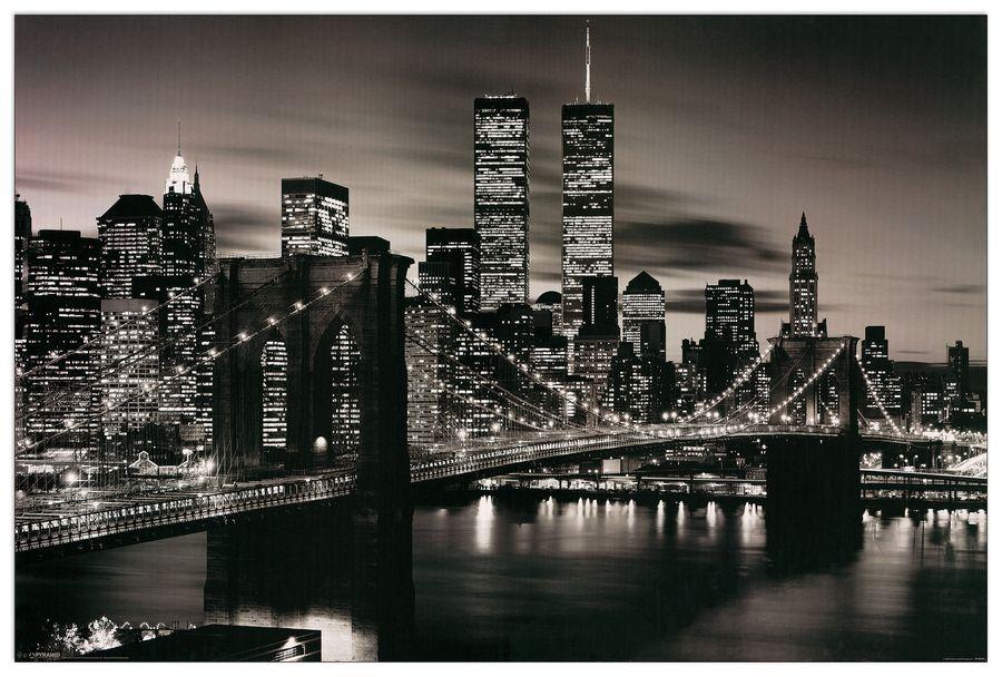 artopweb Brooklyn - Brooklyn Bridge (B&W) Decorative MDF Panel (90x60cm)
