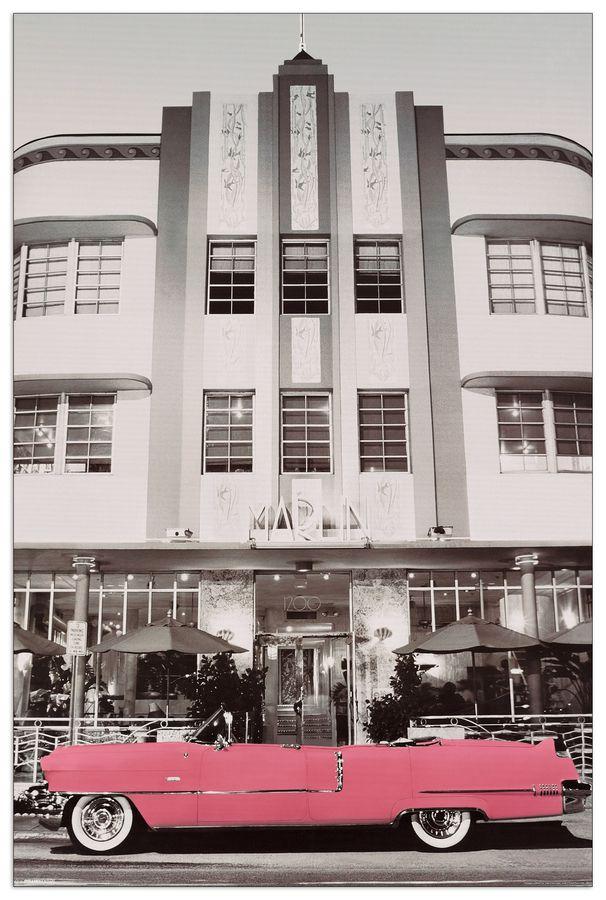 artopweb Cadillac - Pink Cadillac Decorative MDF Panel (60x90cm)