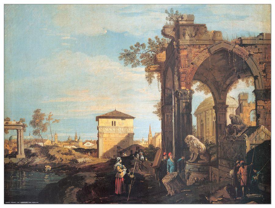 artopweb Canaletto - Capriccio With Motifs From Padua Decorative MDF Panel (80x60cm)