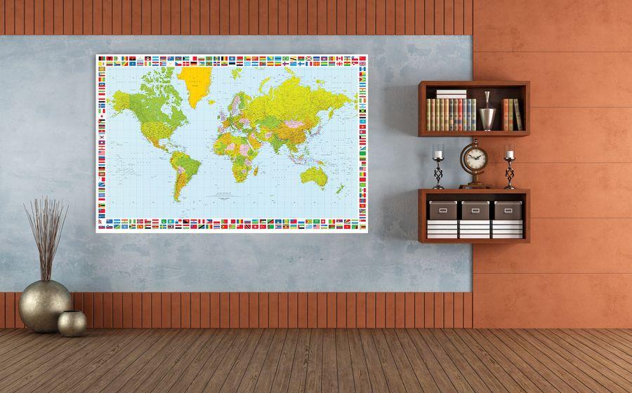 Artopweb Carta - Map Of The World Decorative MDF Panel (175x115cm)
