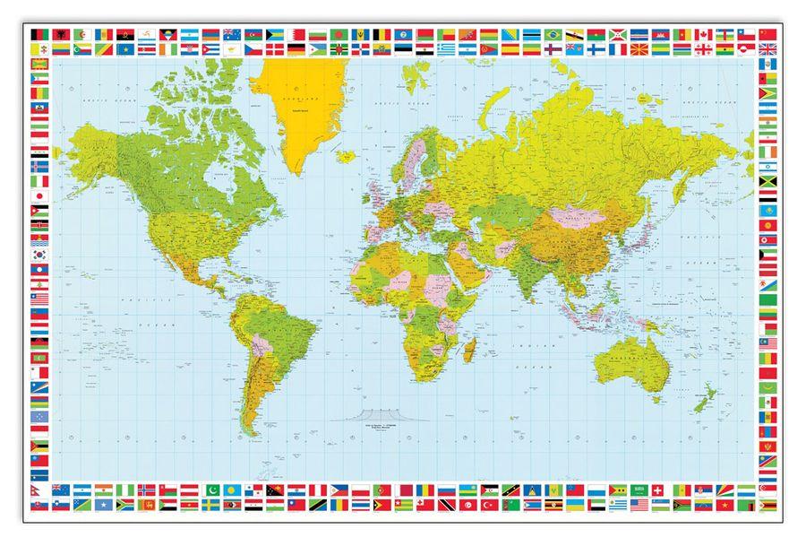 artopweb Carta - Map Of The World Decorative MDF Panel (175x115cm)