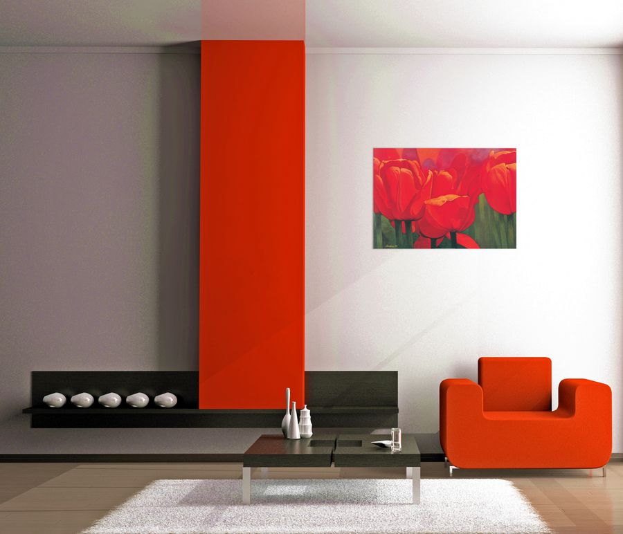 Artopweb Christian - Red Time For Tulips Decorative MDF Panel (100x70cm)