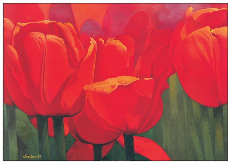 artopweb Christian - Red Time For Tulips Decorative MDF Panel (100x70cm)