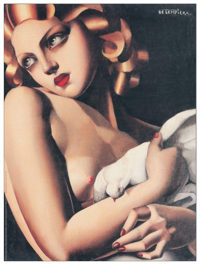 artopweb De Lempicka - Donna con colomba Decorative MDF Panel (60x80cm)