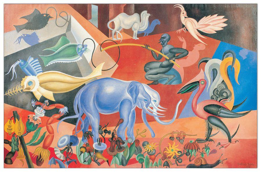 artopweb Depero - Flora E Fauna Magica 1920 Decorative MDF Panel (74x48cm)