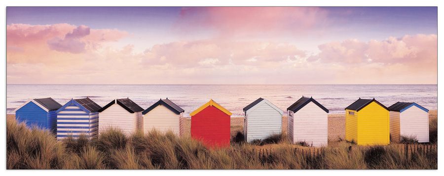 artopweb Edwards - Winter Beach Huts Southwold Decorative MDF Panel (86x32cm)