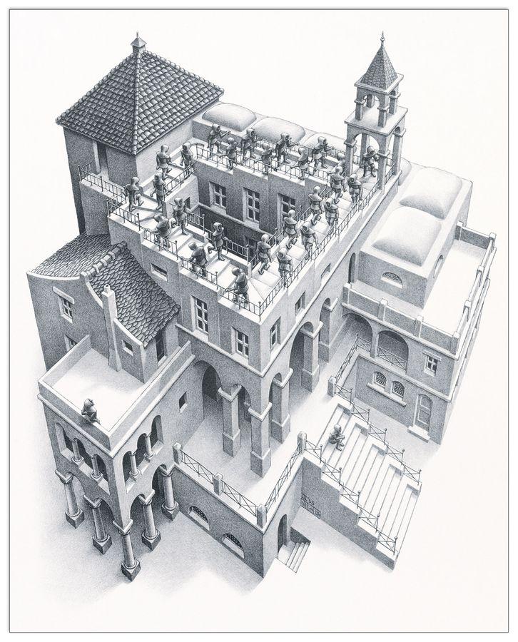 artopweb Escher - Ascending and Descending 1960 Decorative MDF Panel (50x70cm)