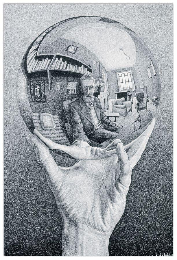 artopweb Escher - Hand With Globe Decorative MDF Panel (35x52cm)