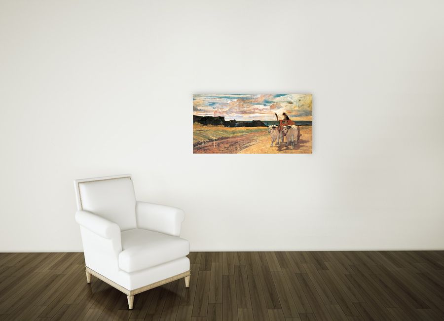 Artopweb Fattori - Carro Con Buoi Decorative MDF Panel (100x50cm)