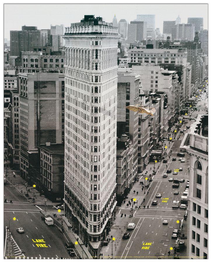 artopweb Flat iron building Decorative MDF Panel (40x50cm)