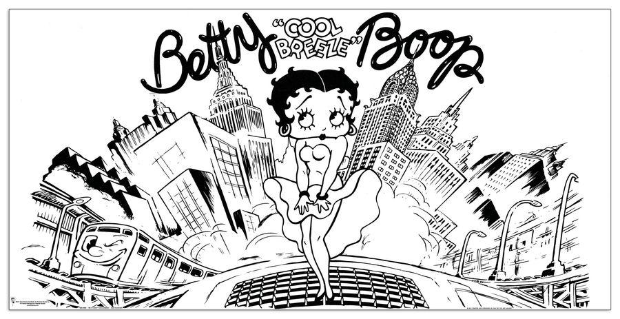 artopweb Fleischer - Betty Boop Cool Breeze Decorative MDF Panel (100x50cm)