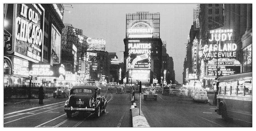 artopweb Gendreau - Time Square Illuminated By Large Neon Advertising Signs Decorative MDF Panel (140x70cm)