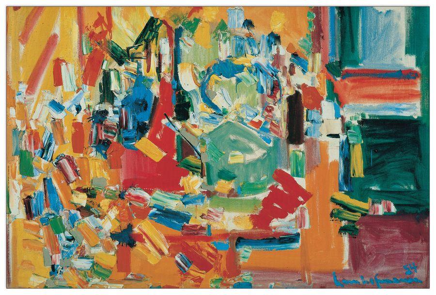 artopweb Hans Hoffman - Dominanza Orchestrale In Giallo 1954 Decorative MDF Panel (90x60cm)