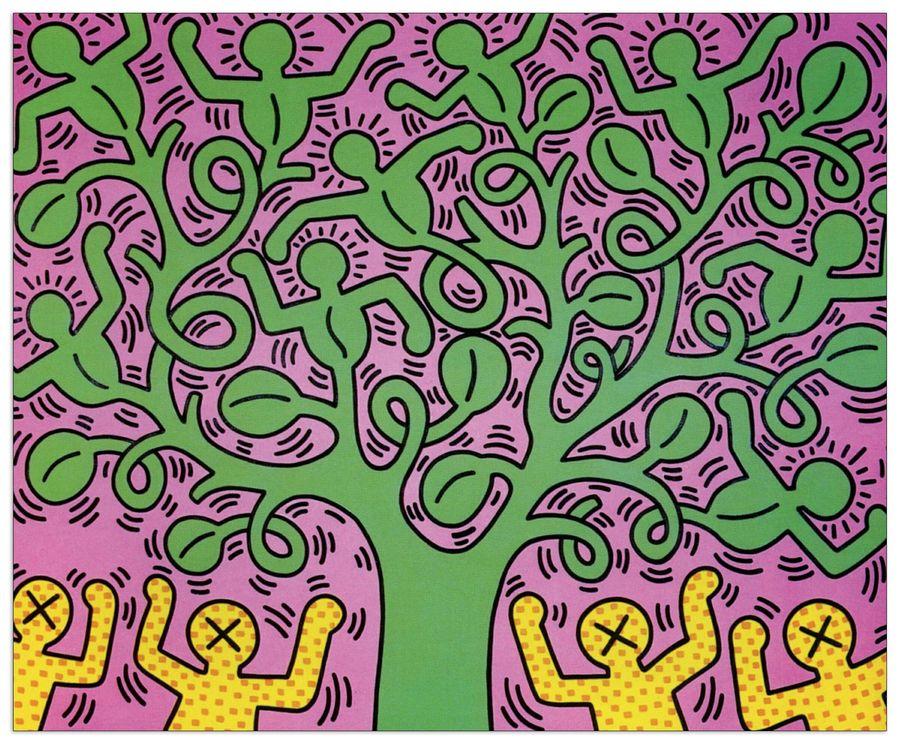 artopweb Haring - Albero Della Vita Decorative MDF Panel (60x50cm)