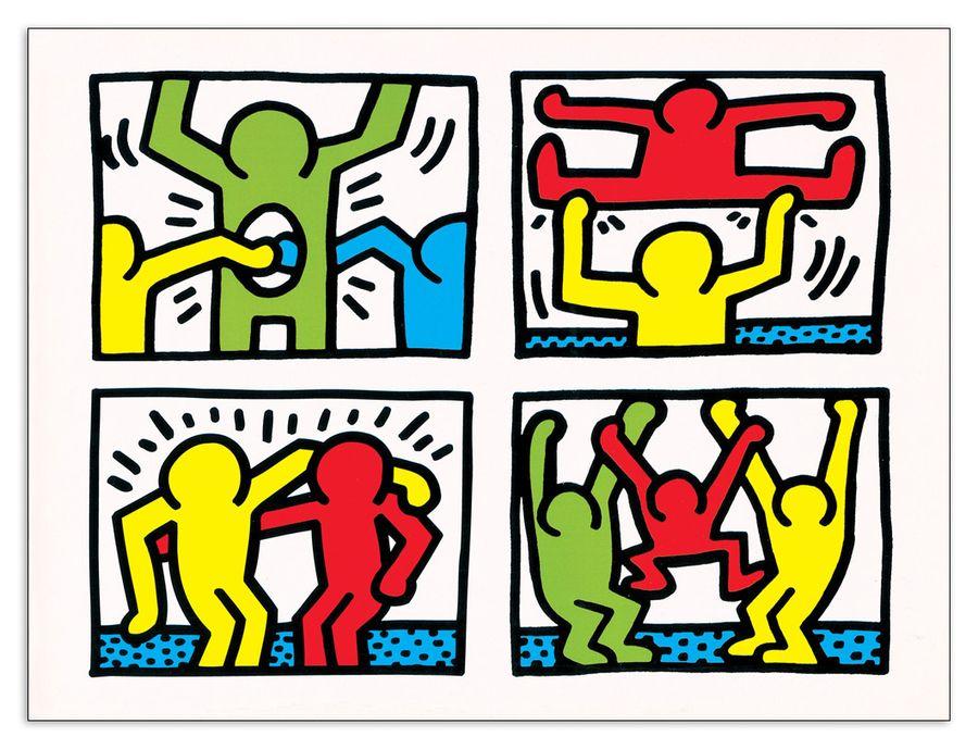 artopweb Haring - Pop Shop Quad 1 1987 Decorative MDF Panel (36x27cm)